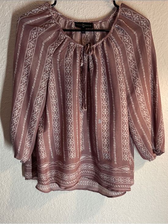 Fred David Tops - Fred David Mauve Patterned Peasant Blouse Size M
